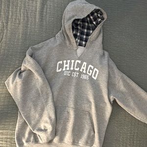 Vintage 90s Flannel Hood Chicago UIC Hoodie